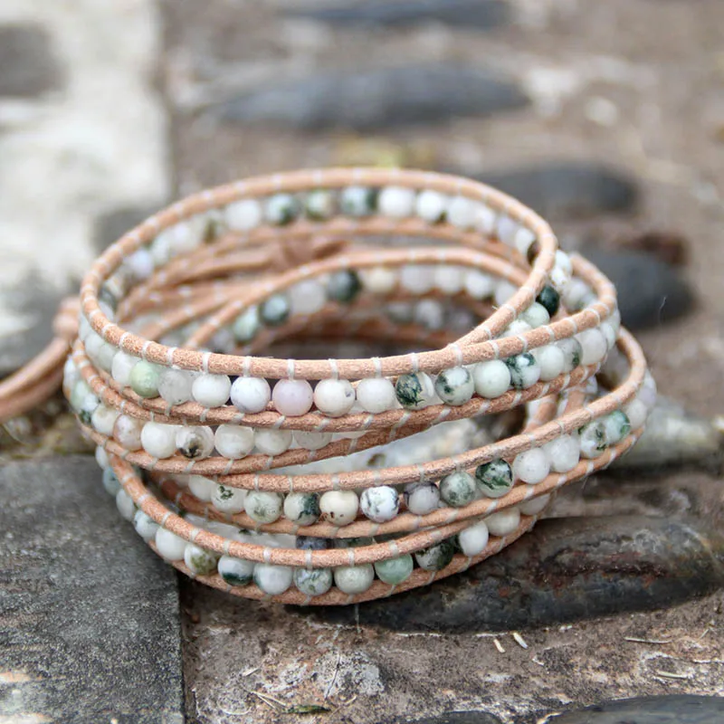 Браслеты в богемном стиле модный плетеный браслет из натуральной кожи оникса с