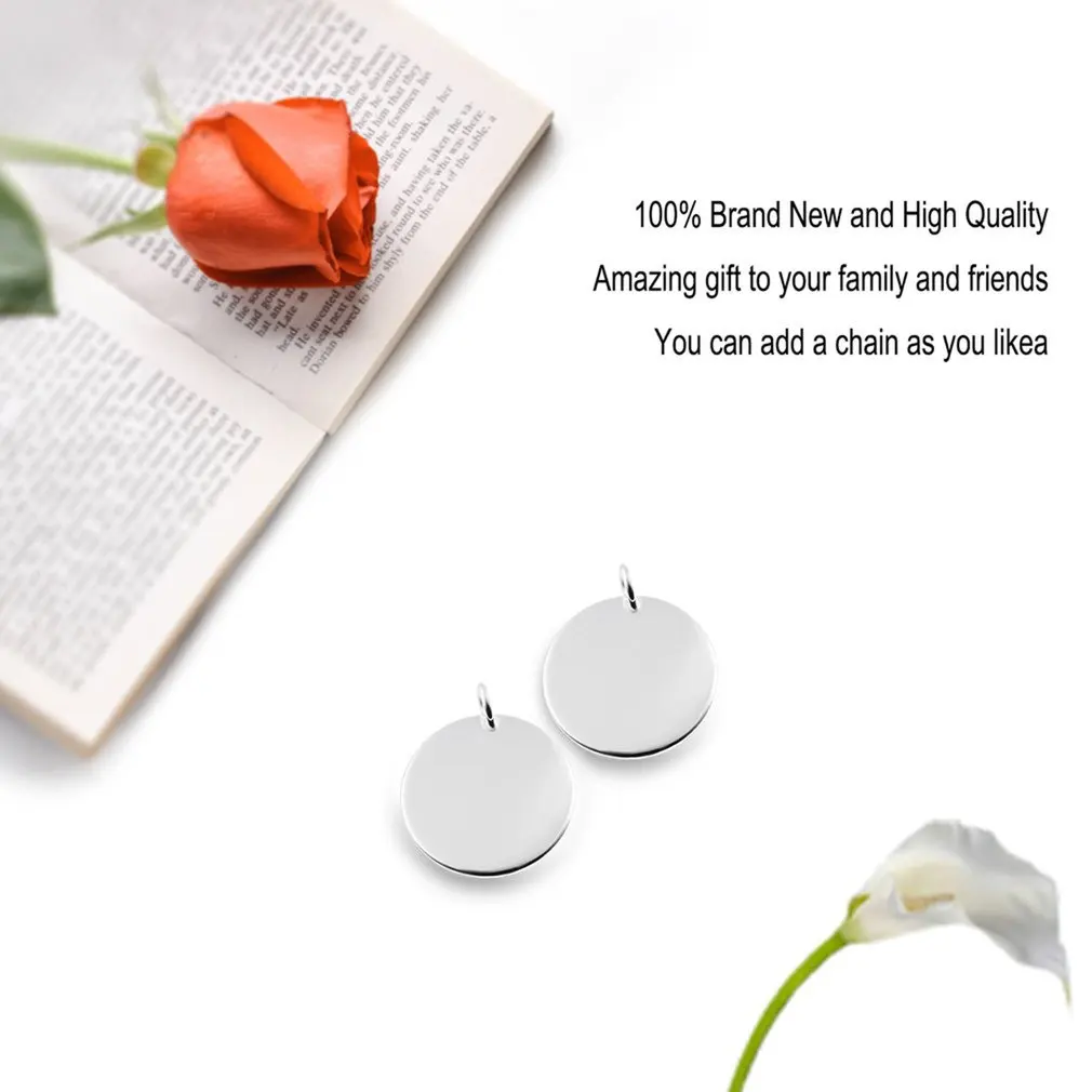 Унисекс для мальчиков и девочек круглая бирка Посеребренная Подвеска ювелирное