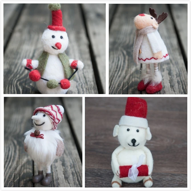 Новогоднее украшение для дома снеговик шерсть войлочная кукла мини-игрушки