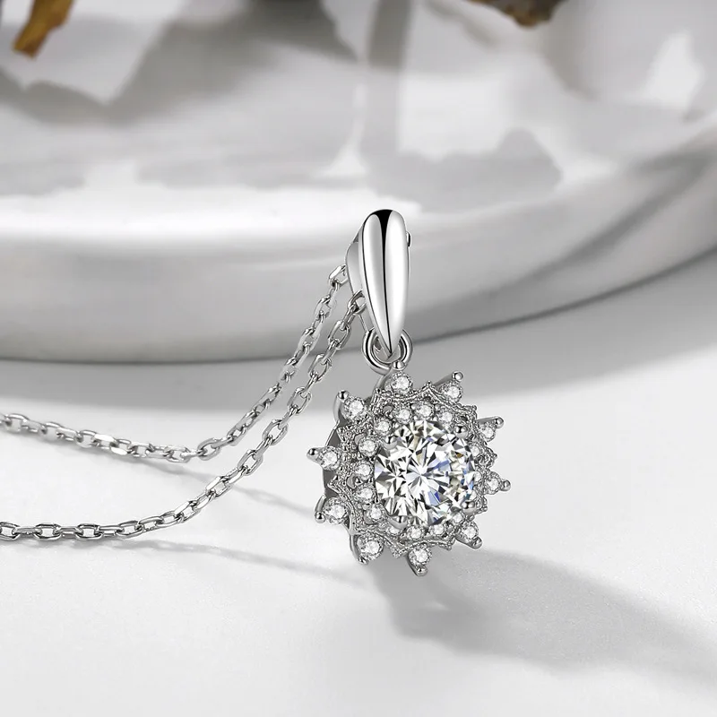 Женское ожерелье из серебра 925 пробы с бриллиантами 2 карата|Подвески| |