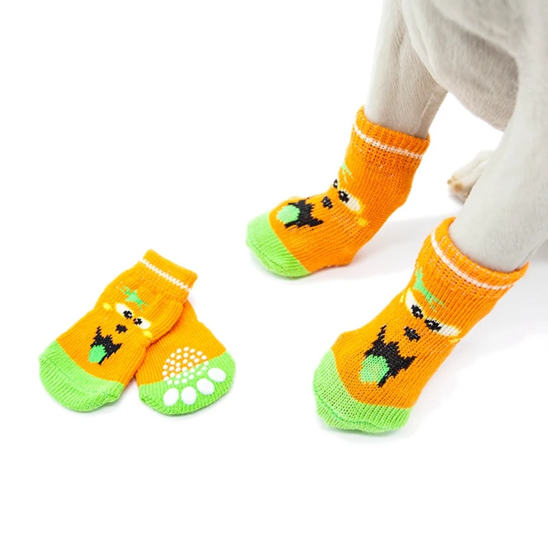 Водонепроницаемые носки для домашних животных с изображением тыквы и собаки