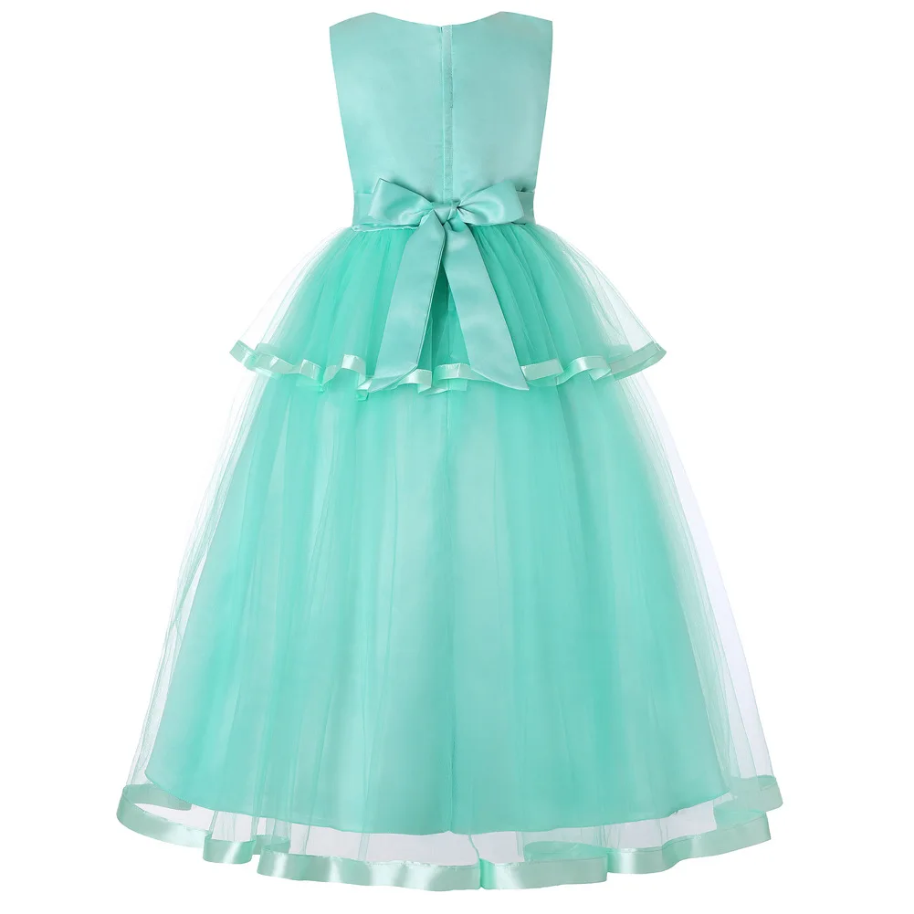 Mint Green White Tulle Lace Beaded Ball Gown Flower Girl Dresses First Communion Girls Party Dress Kids Elegant for Weddings | Детская
