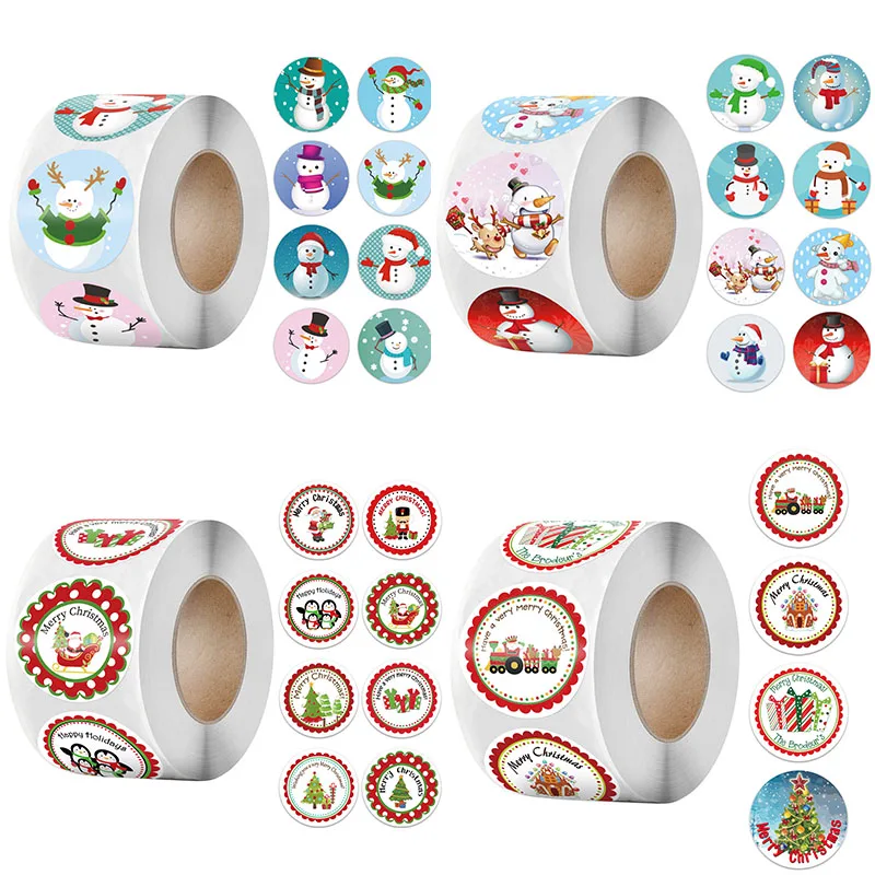 

500pcs/Roll Christmas Stickers Adhesive Round Seal Labels Sticker Gift Packaging Box Decoration Envelope Scrapbooking Supplies