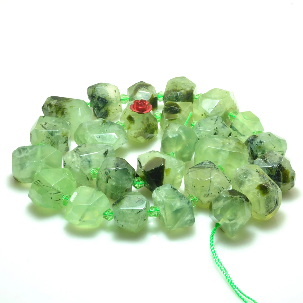 

Natural Prehnite white Crystal 11-14x14-18mm Gemstone Beads Faceted irregular for Jewelry Making necklace 15inch ICNWAY