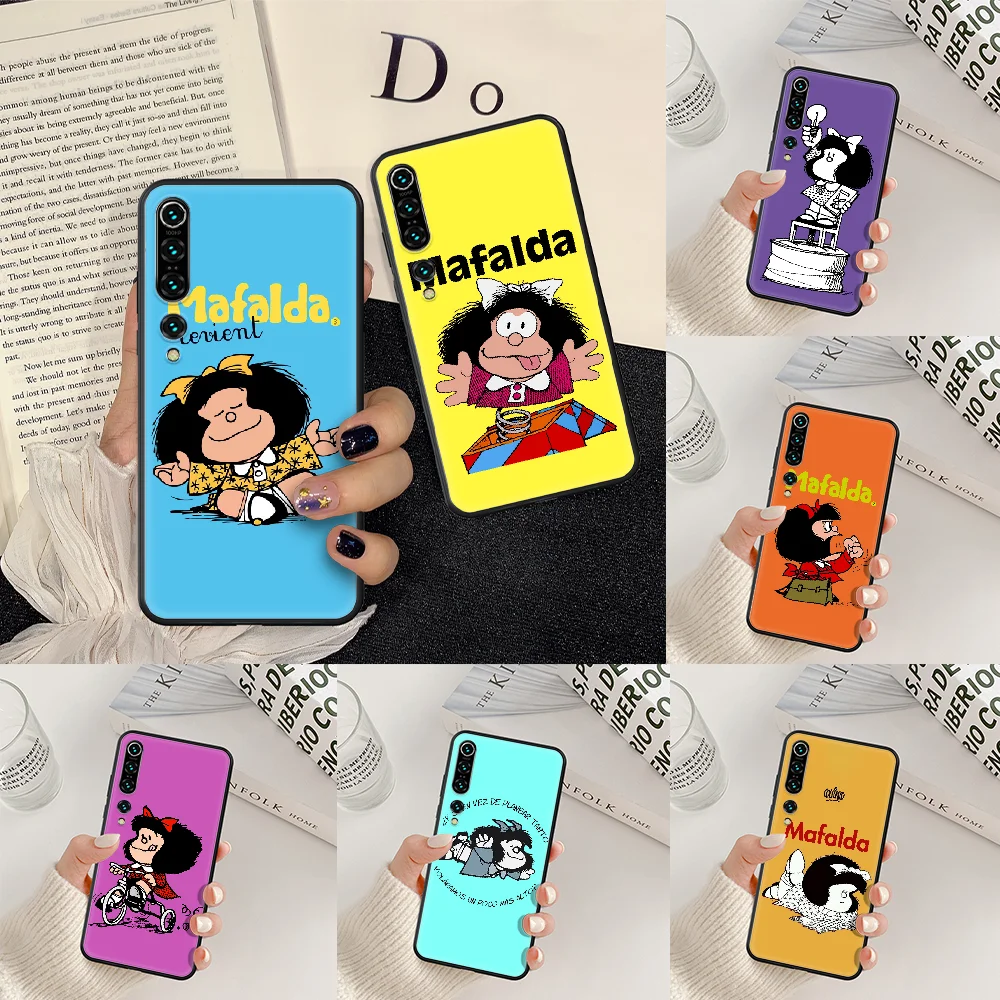 

Mafalda Cute Girl Phone Case For Xiaomi Mi Note 10 A3 9 MAX 3 A2 8 9 Lite Pro Ultra black Back Silicone Waterproof Soft Bumper