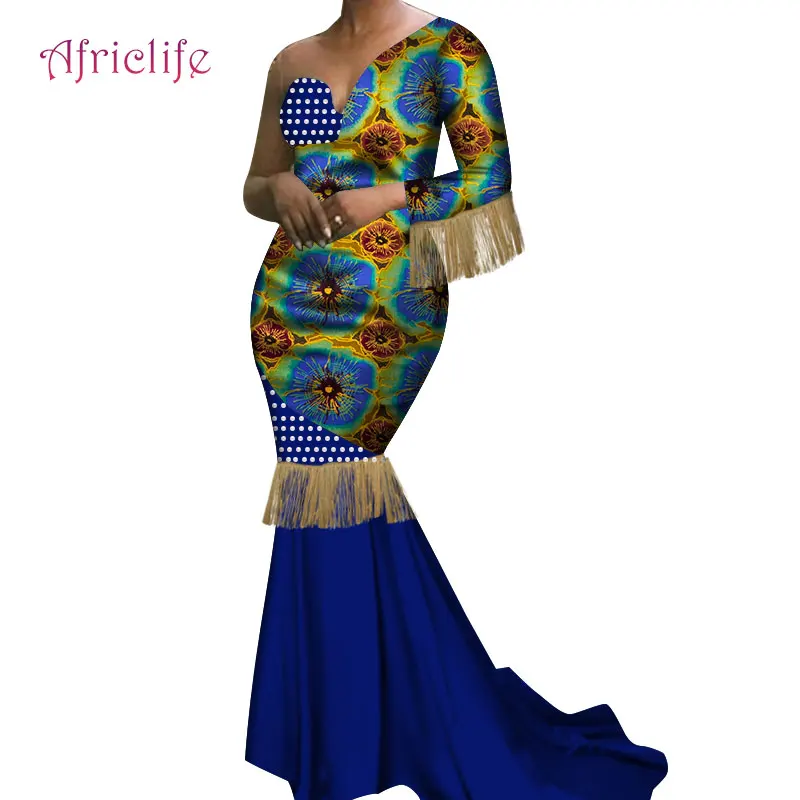 High-end Custom Wedding Party Evening Dress Fashion African Traditional Style Dresses Ankara Fabric Cotton Women Clothing WY5648