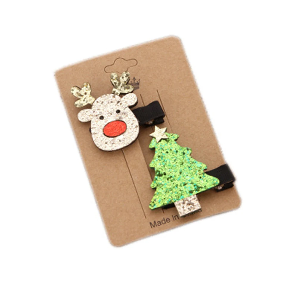 

2PCS /setChristmas gift hairpin set children hair accessories holiday gift princess Christmas hairpin girl side clip