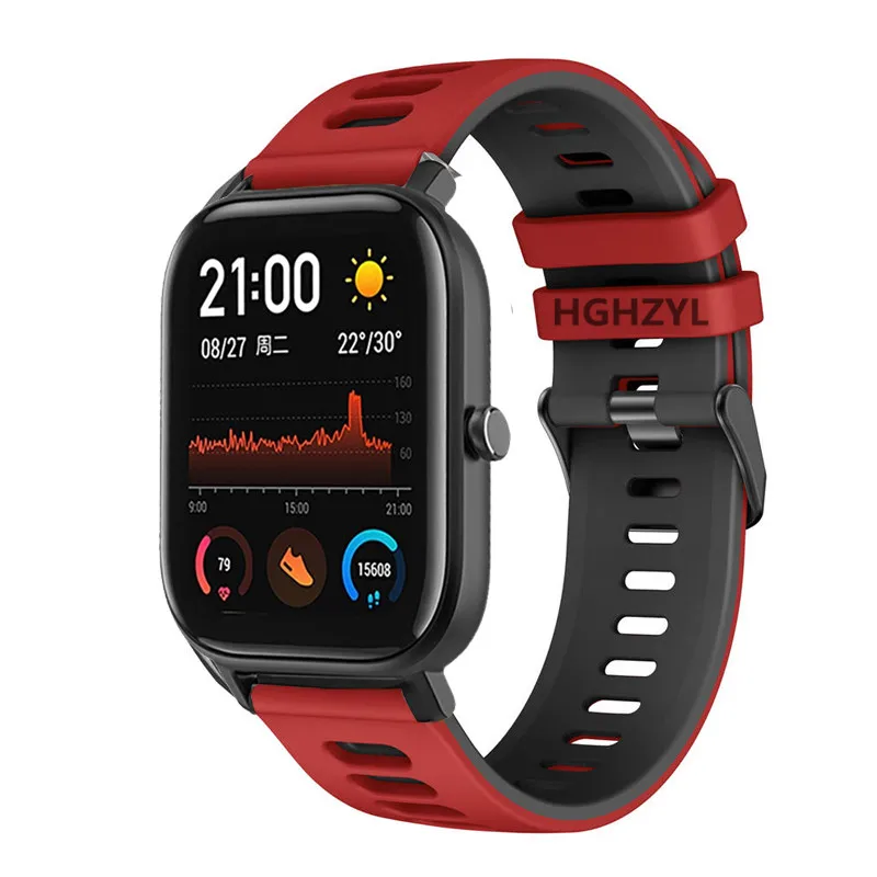 Ремешок силиконовый для Amazfit GTS 2e/GTS2 Mini/GTR 42 мм/47 мм/GTR2/2e/stratos 2/3 спортивный браслет
