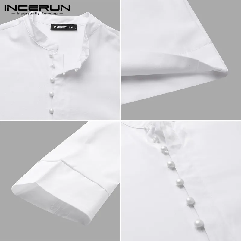 

Muslim Men Jubba Thobe Long Sleeve Solid Color Breathable Robes 2021 Stand Collar Islamic Arabic Kaftan Men Abaya S-5XL INCERUN