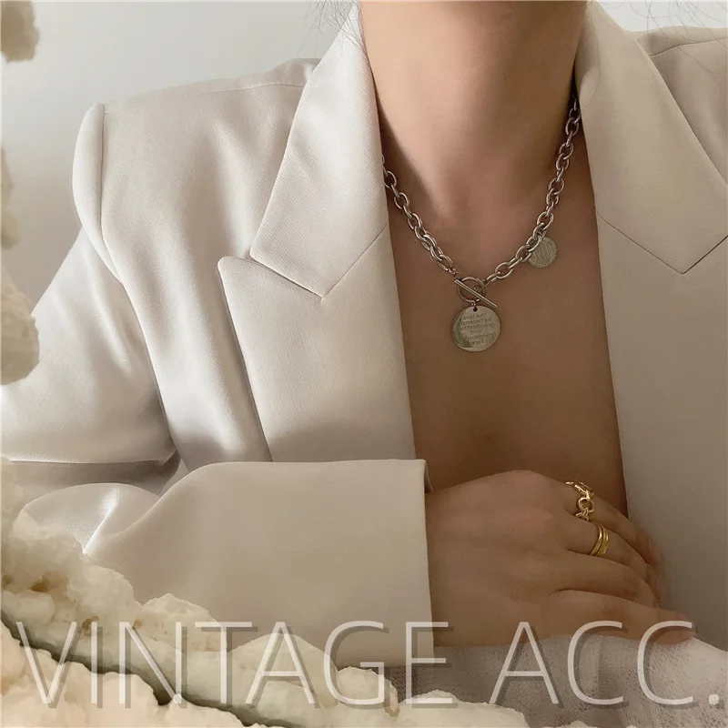 

Choker Stainless Steel Necklaces for Women European Korean Style English Letter Chain Hip Hop Punk Necklace 2020 Female Jewelry