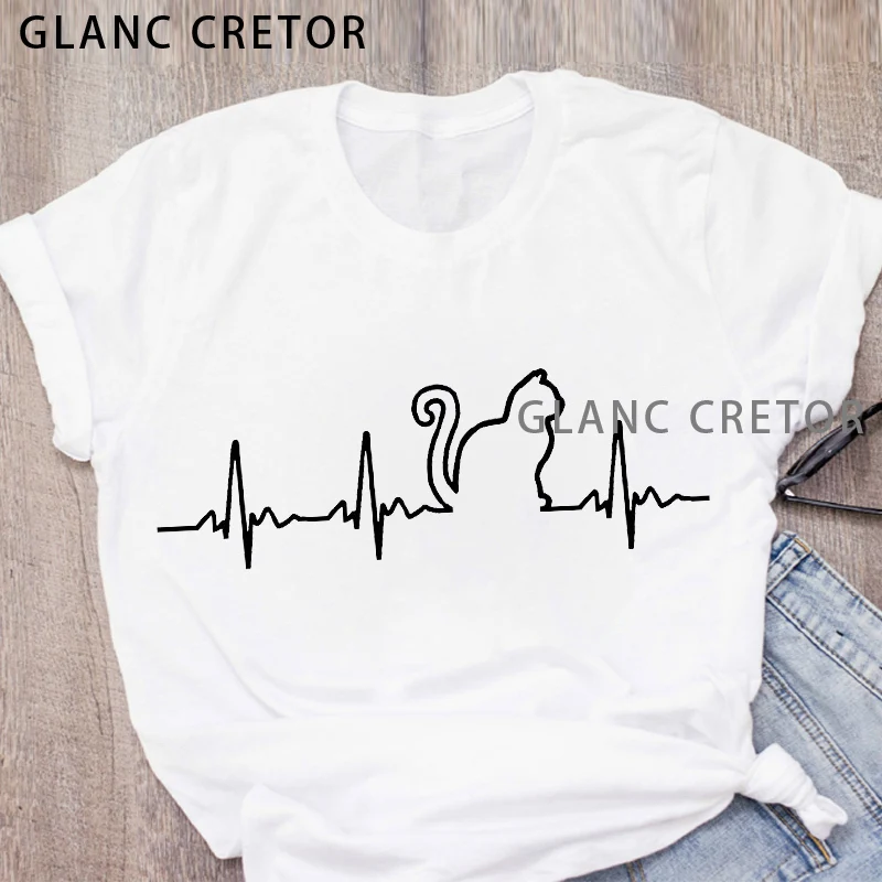 

Funny Clothes O-neck Cat Coffee Paw Strawberry Women's T-shirts Cute Cartoon Top T Shirt Summer Ladies Tee Tops Female Tshirts