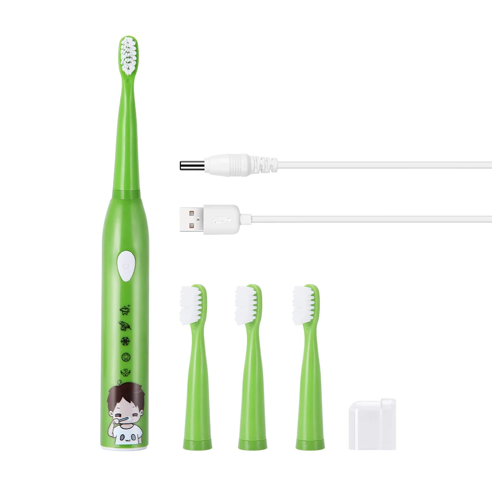 

5 Mode Children Automatic Electric Toothbrush USB Rechargeable Cartoon IPX7 Waterproof Ultrasonic Tooth Brush with 4 Brush Head