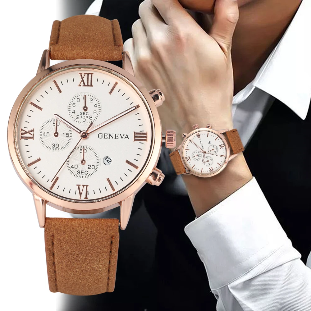 Простые кварцевые часы с белым циферблатом черный/золотой/розовое золото