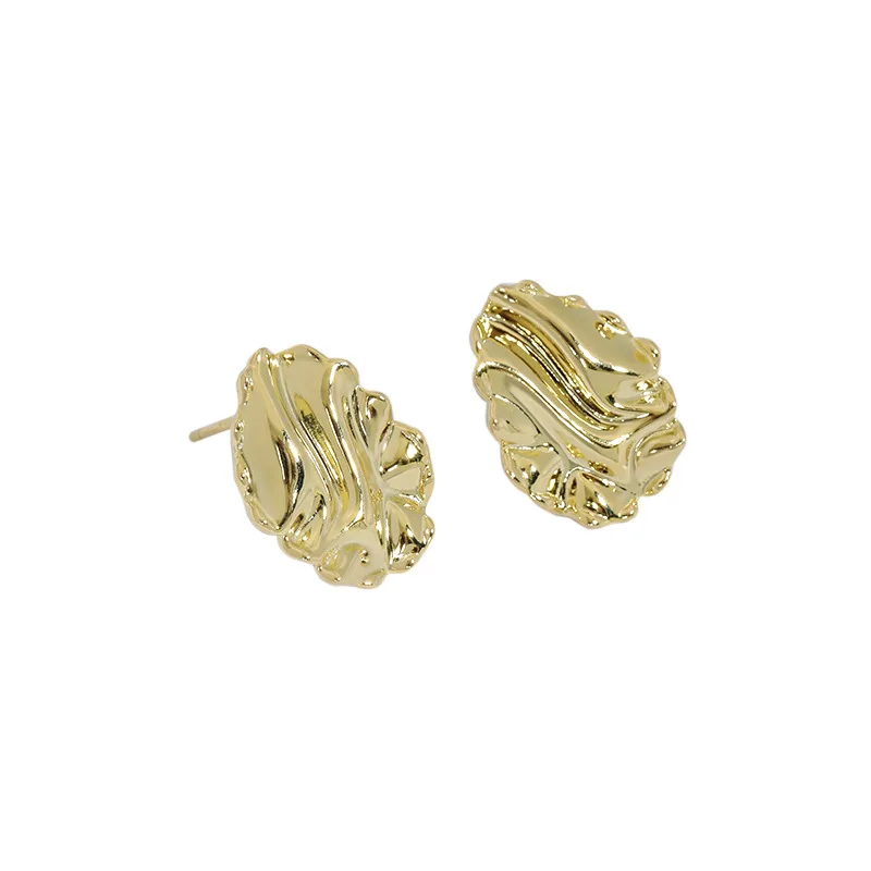 

CH-1054 Korean style niche design sense retro simple wild wrinkle texture texture S925 sterling silver earrings female