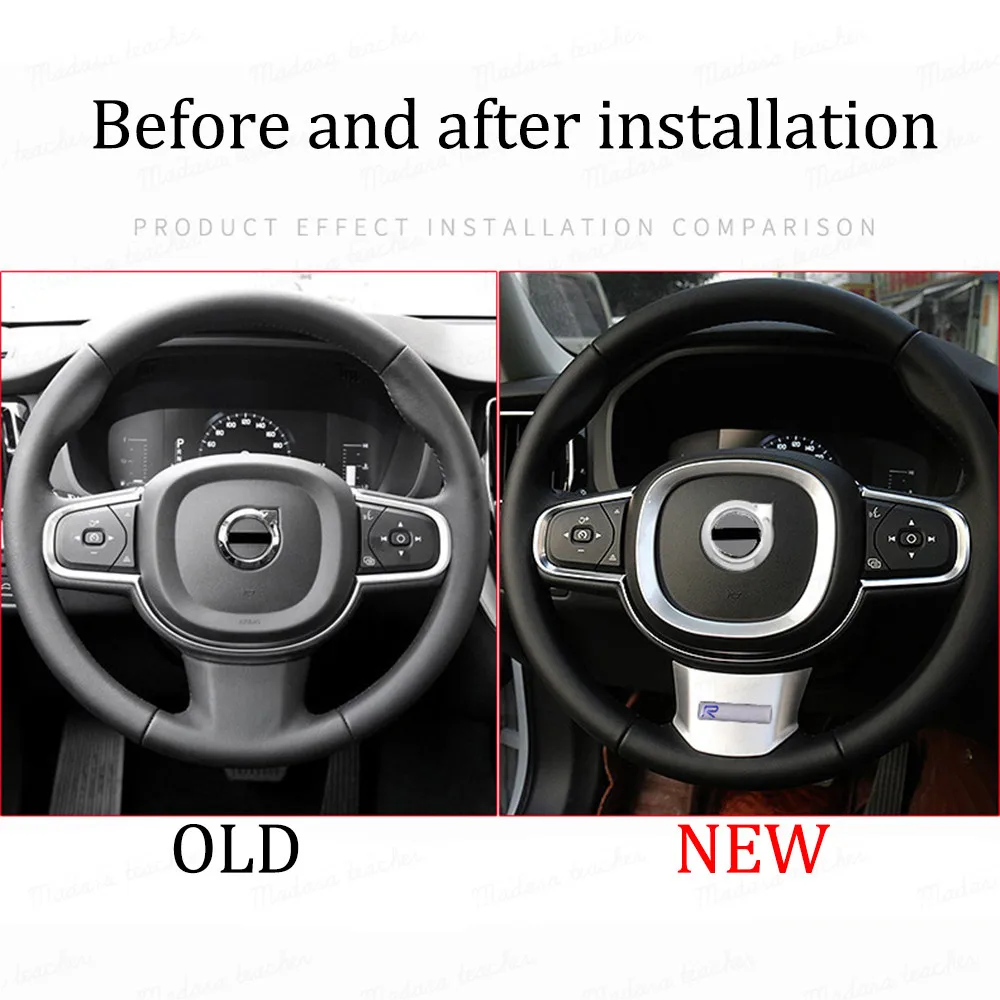 Декоративная металлическая оправа на руль для Volvo XC90 S90 XC60 V90 хромированная ABS