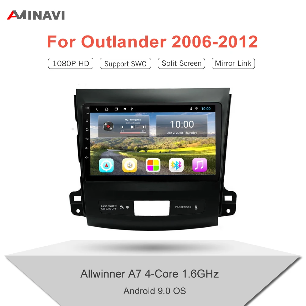 

For Mitsubishi Outlander 2006-2012 9/10.1 Inch HD 2 Din Android 9.0 Car Radio Multimedia Video Player Universal auto Stereo