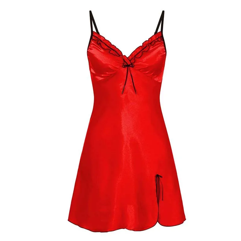 

Women's Nightgown Red Lingerie Sexy Nightgown Satin Night Wear Sleepshirts Night Dress Sleepwear See Through Sleepwear Plus Size