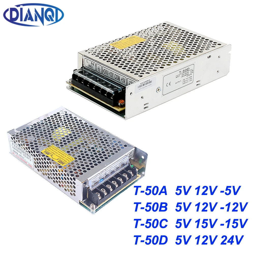 Тройной выход источника питания 50w 5V 7A 12V 1A -5V источник T-50A преобразователь
