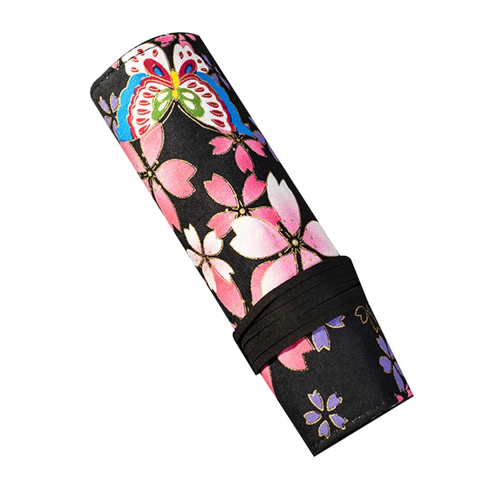 

Vintage Pencil Case White Crane Cloud Flower Pattern Roll Organizers Pencils Storage Wrap Pouch Holder Stationery Box for Gir