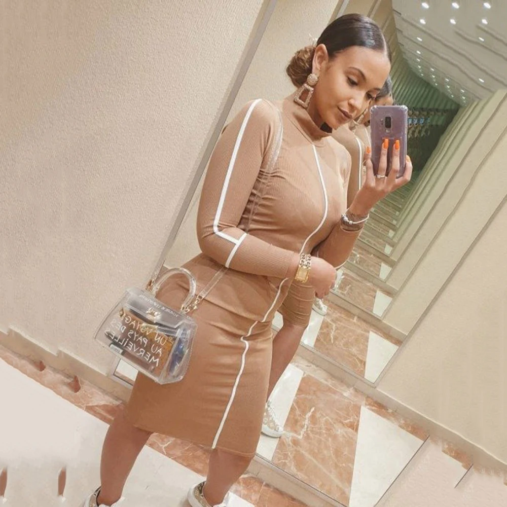 Осеннее женское облегающее Повседневное платье Liva Girl тонкие полосатые платья в