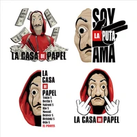 hot la casa de papel patch washable for clothing diy t shirt iron on patches for clothes thermal transfer sticker