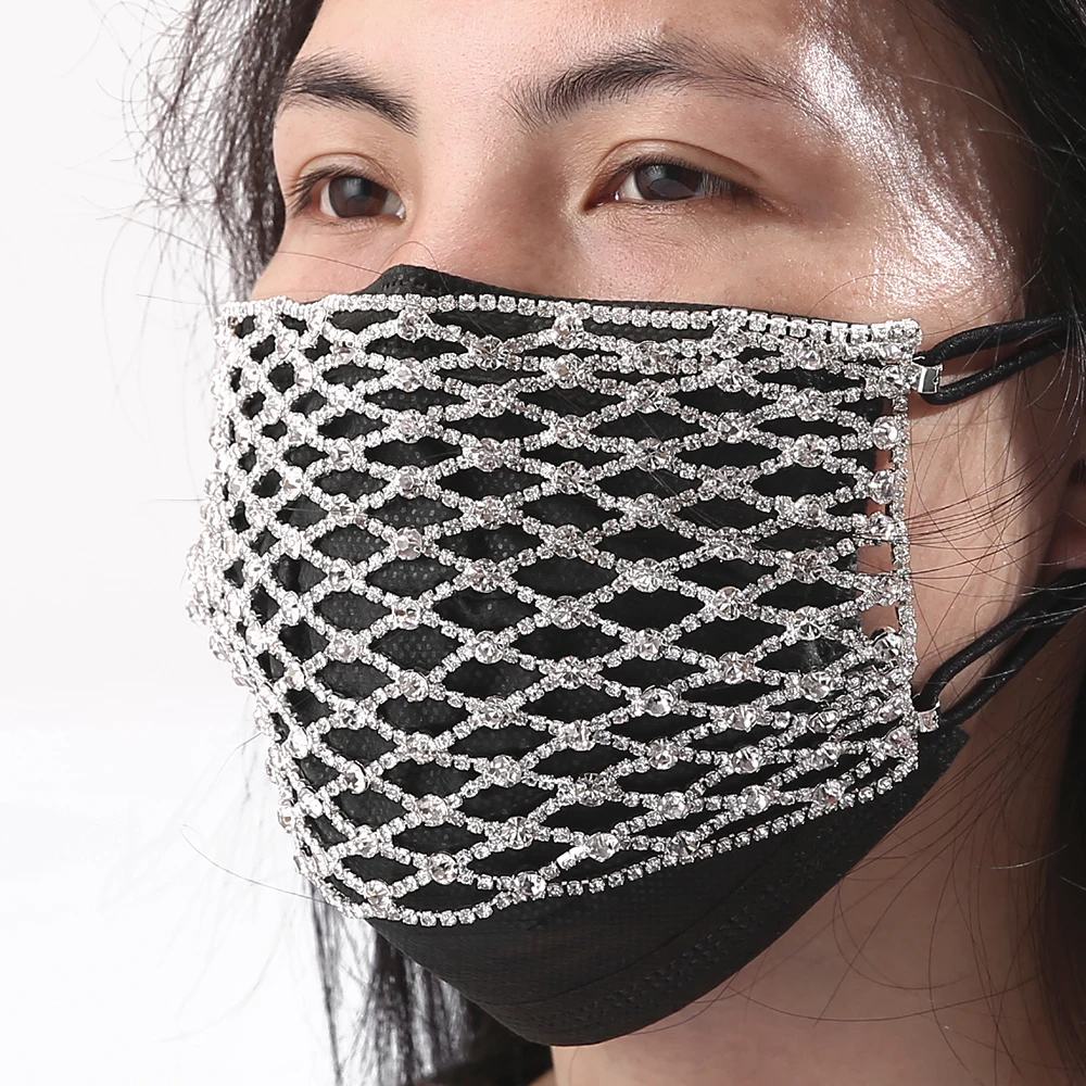 2020 модная маска Стразы в форме сердца ювелирная вуаль для женщин с украшением из