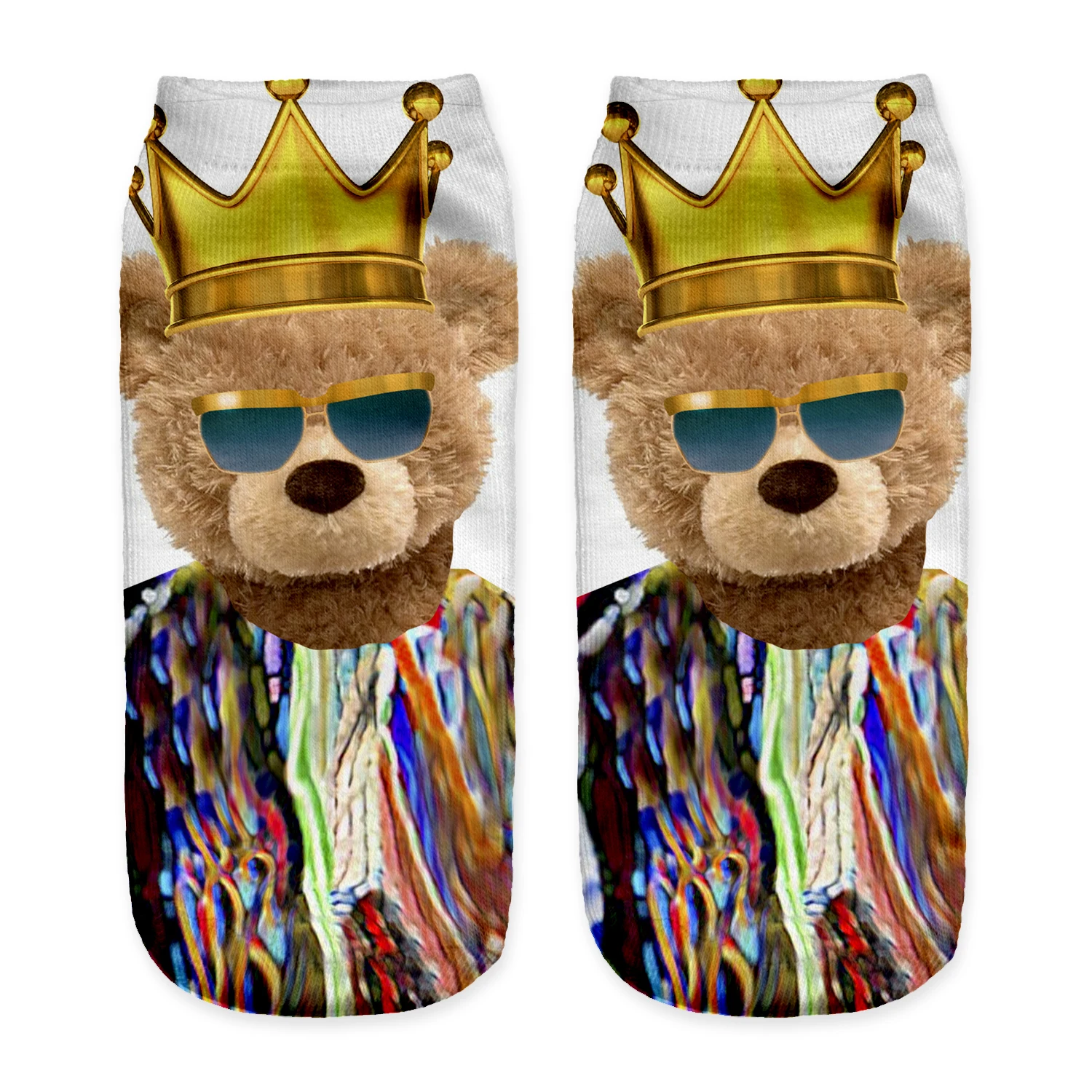 Милые хлопковые носки с 3D-принтом животных Волк/Сова/лошадь/медведь брикет для