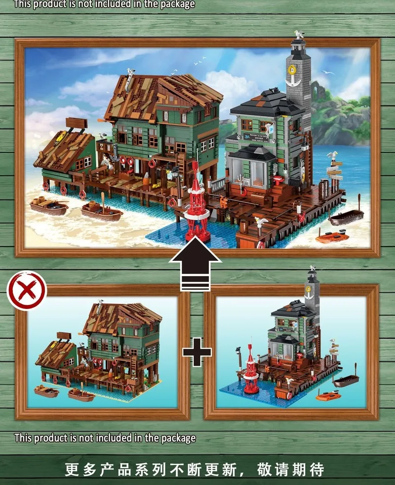 

2361 PCS UG-30104 Ideas Creator Series Old Fishing Dive Shop Bricks MOC Model Toys Gift Creative Building Block for Chlidren