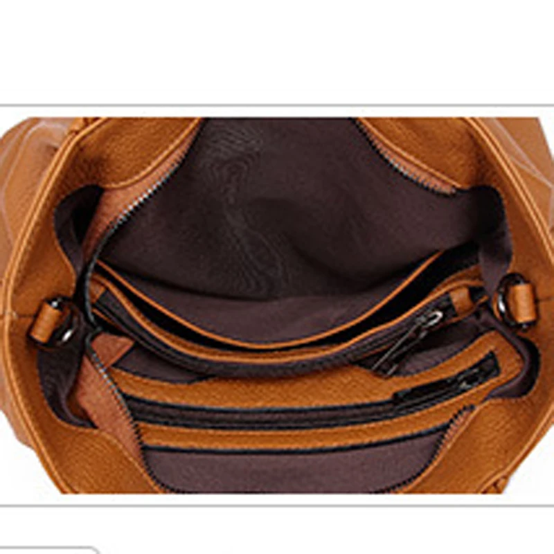 

New Simple First Layer Cowhide Large Capacity Shopping Bag Lady Handbag Leather Shoulder Diagonal Bag