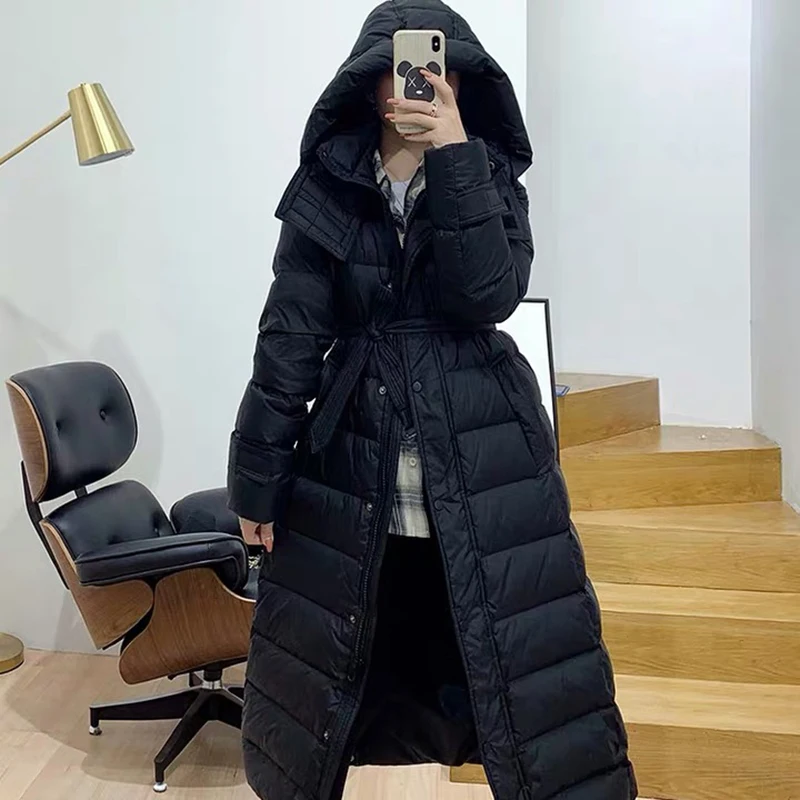 

hooded large size puffer jacket korean 2020 fashion white duck Down winter female long coat women