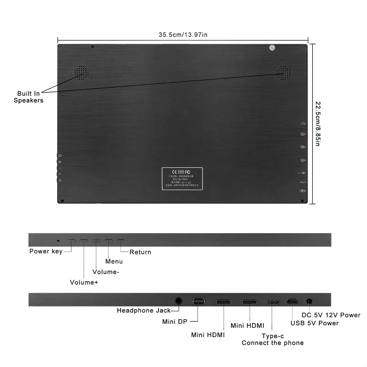 Новинка 13,3 дюймов 4K 3200x1800 ips type-C Портативный ЖК-дисплей с HDMI входом игровой монитор для PS3/PS4/Xbox 360 компьютерный ПК