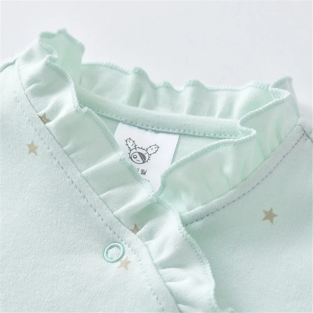 Детская цельная Пижама Footie со звездами зеленая хлопковая одежда для сна наряд