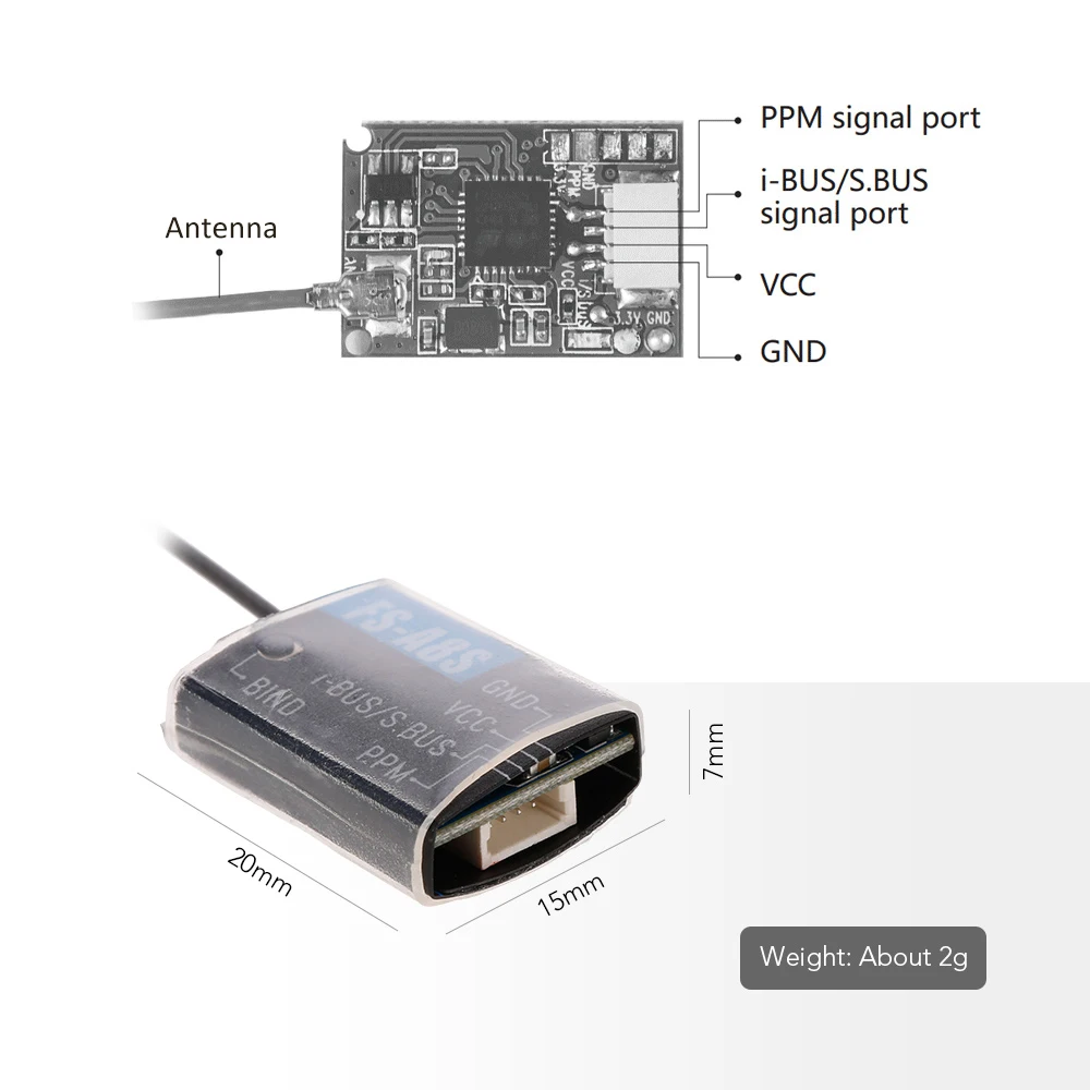 Flysky FS-A8S мини 8CH RC приёмника PPM i-BUS SBUS Выход для FS-i6S FS-i6X FS-i10 FS-TM10 контроллера