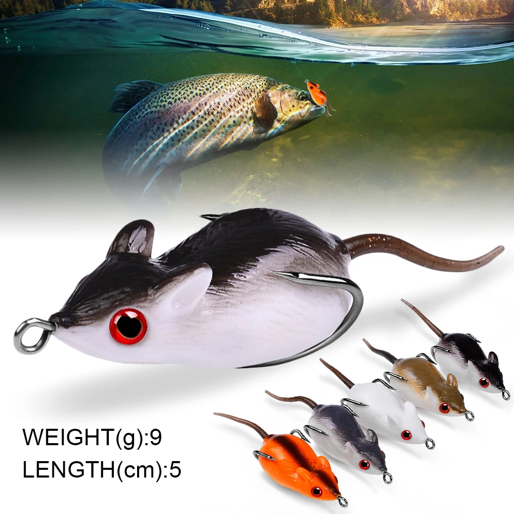 

LEO Sinking Mouse Lure 5cm/9g Lifelike Soft Frog Fishing Lures Silicone Soft Baits Artificial Rat Bait Crankbait Bass Fishing