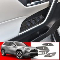 For Toyota RAV4 XA50 2019 2020 2021 2022 ABS Wood Grain Accessories Interior Door Window Switch Cover Lid  4pcs