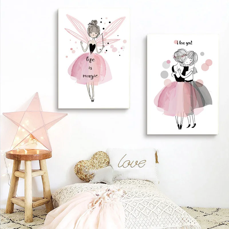 Картина Настенная настенная в скандинавском стиле рисунок на холсте розовая