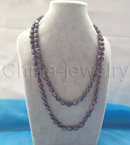 

Pretty 45" 9-12mm black baroque freshwater pearl necklace