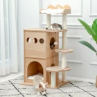 Домик для кошачьего дерева Cando, центр деятельности для кошек с двумя кондонами, мягкий окунь, полностью закрытые когтеточные сизальные столбы для кошек, игрушки, башня