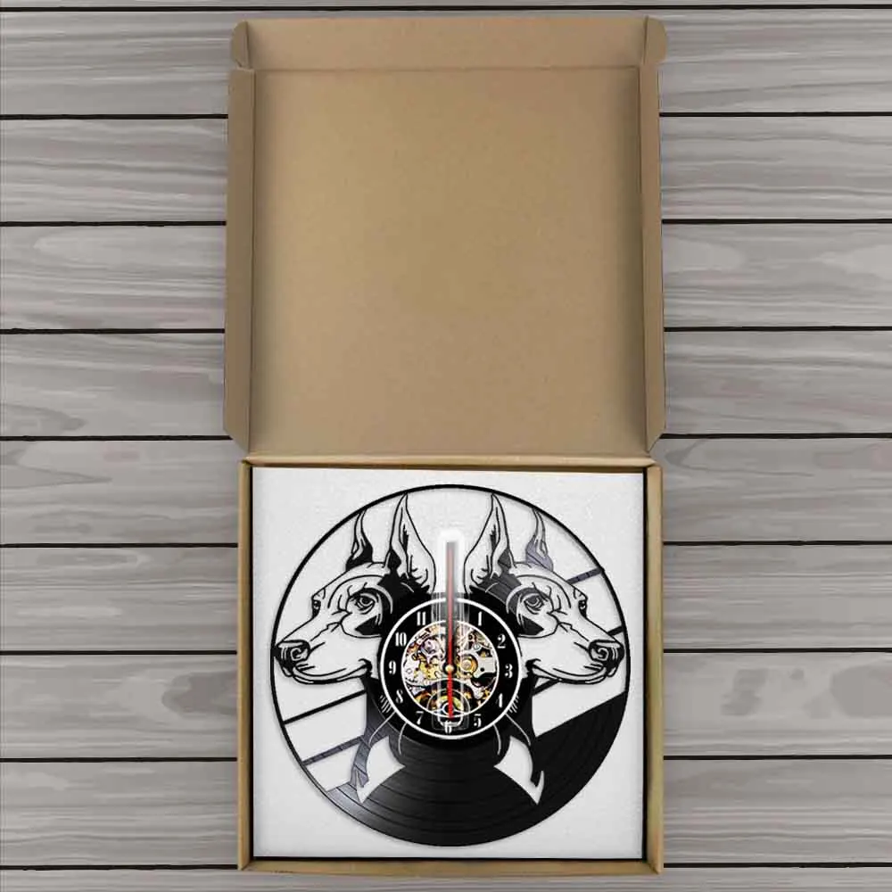 Доберман силуэт настенные часы пород собак головные портреты Животные виниловых