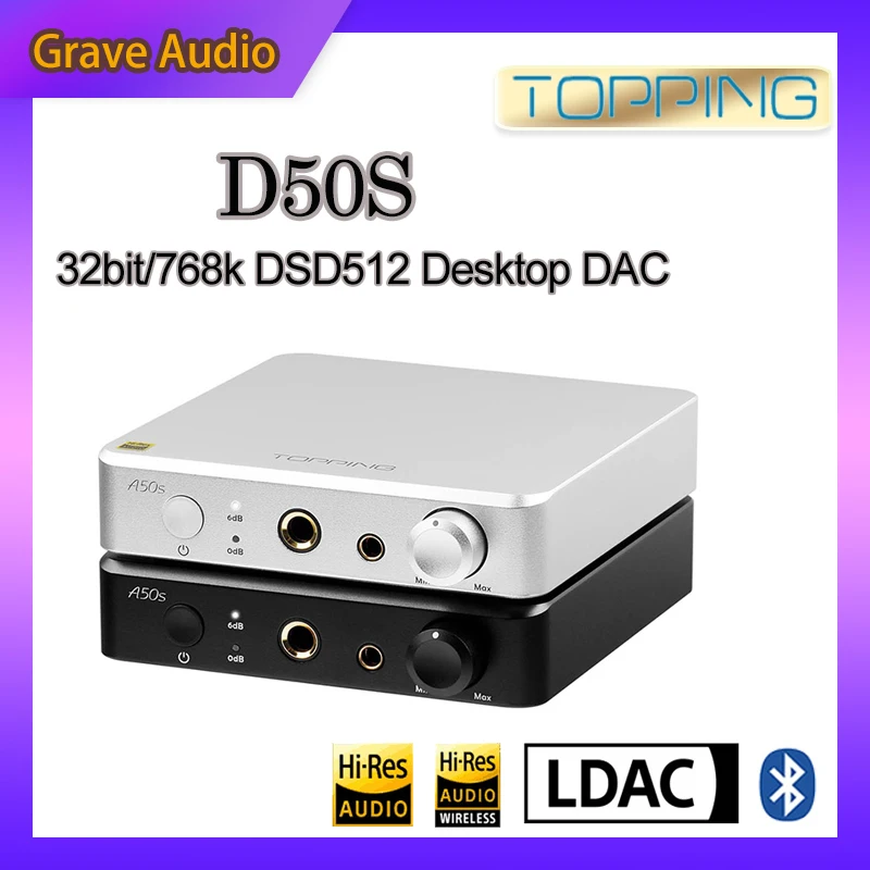 Декодер TOPPING D50s Hifi USB ES9038Q2M * 2 DAC Bluetooth 5 0 LDAC D50 DSD512 32 бит/768 кГц Hi Res аудио