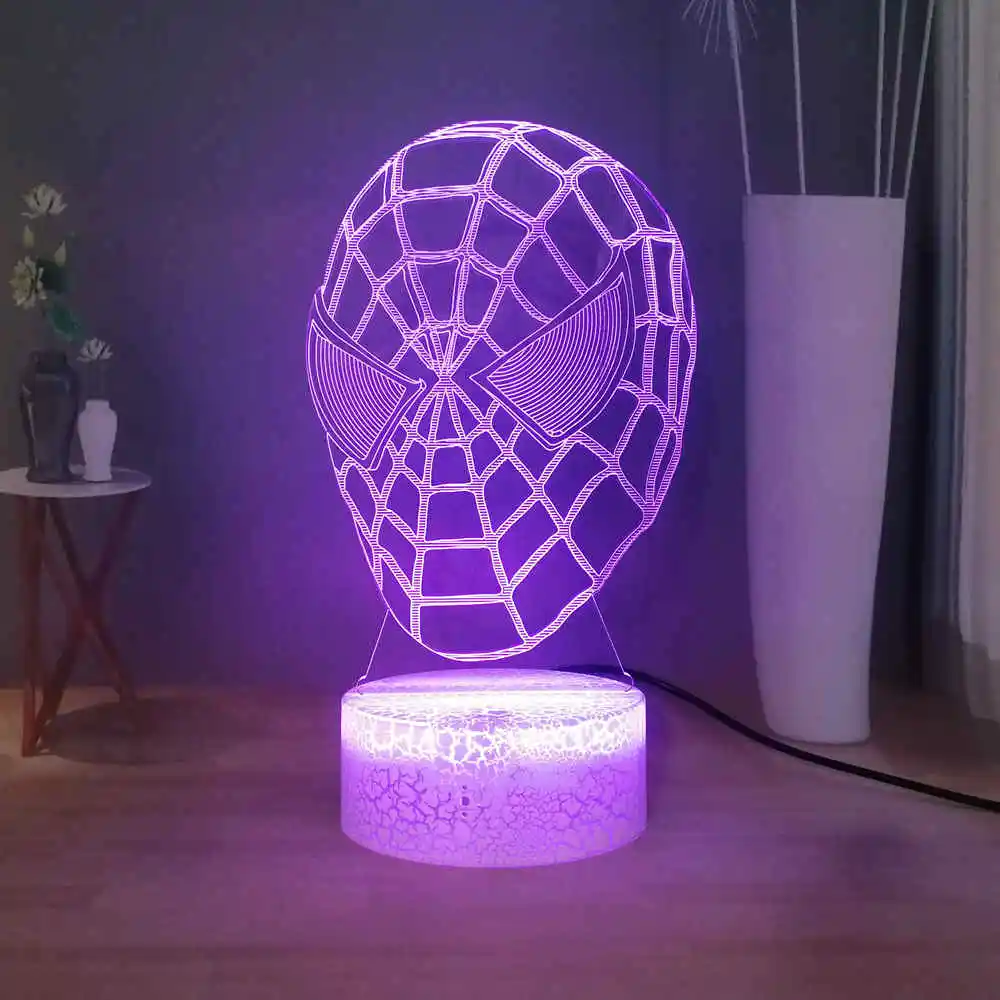 Настольная лампа с маской спайдермена светодиодный светильник Marvel Comic Superhero RGB 7