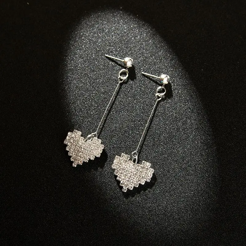 silver Новые модные красивые серьги, популярные серьги с блестками, красные серьги с сеткой, простые длинные серьги, Женские Ювелирные изделия - Окраска металла: silver