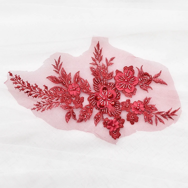 Модные элегантные бусины вышитые цветы кружевные аппликации для свадебного