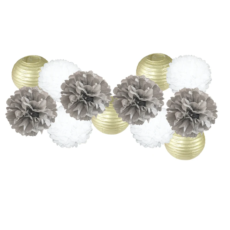 12 pcs White Paper Lanterns Chinese Lampion Tissue Pompoms Honeycomb Flower Ball for Wedding Party Decoration | Дом и сад