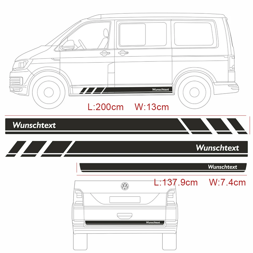 Автомобильные боковые полосы для VW T6.1 T6 T5 наклейка на корпус фургона с