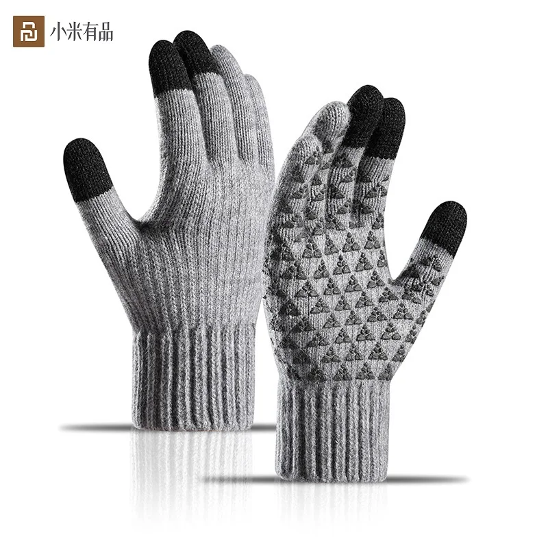 

New Xiaomi Youpin Upgrade Glvoes Women & Wen's Gloves Winter Plus Velvet Thick Alpaca Knitted Wool Riding Touch Screen Gloves