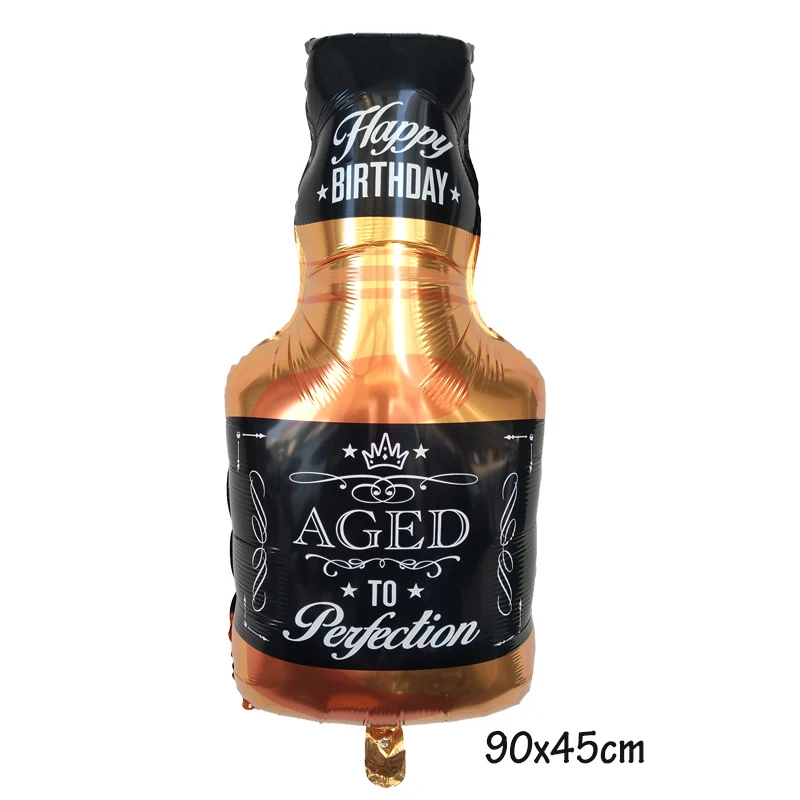 Happy 30th Birthday Party Decoration Golden Crown Champagne Glasses Whiskey Bottle Foil Balloon High School Ball Balloons | Дом и сад