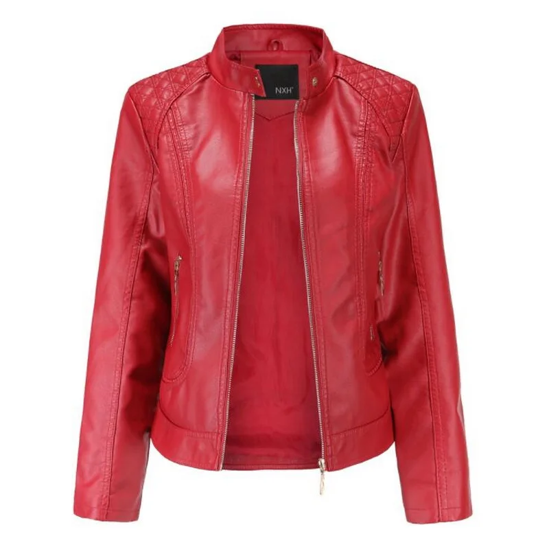 Special Offer Leather Jacket Women Zippers Women's PU Leather Jacket Mandarin Collar Motor Biker Coat Female Asia Size S-4XL