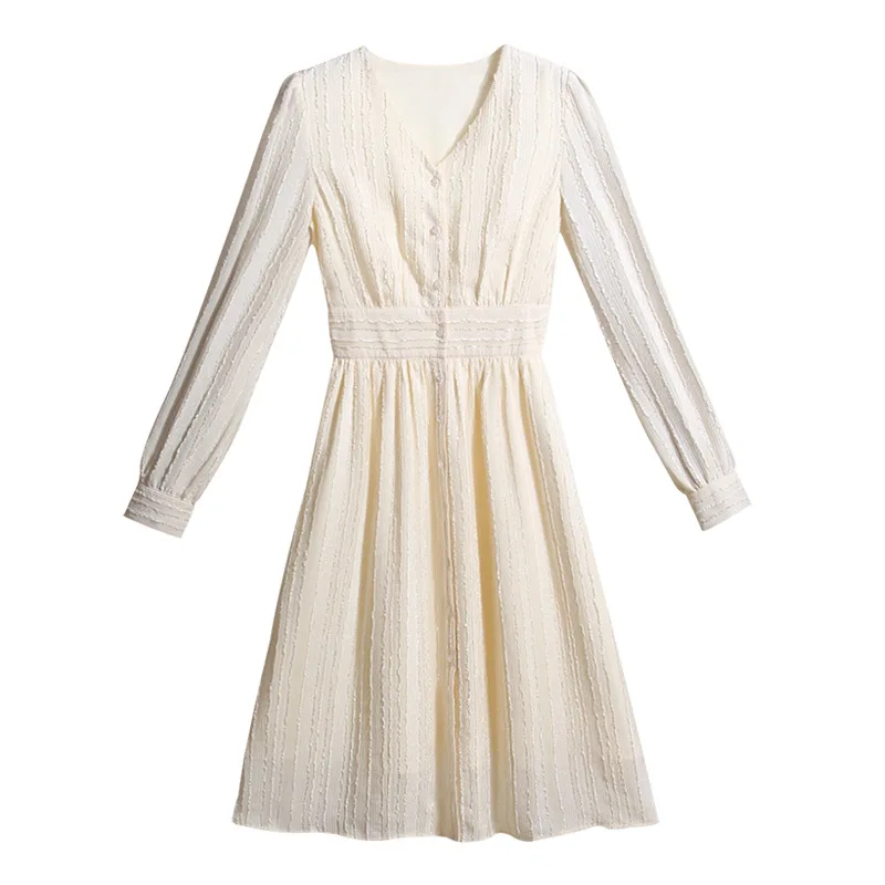 

French retro temperament slim dress 2021 spring New Goddess fan Mingyuan Chiffon Dress