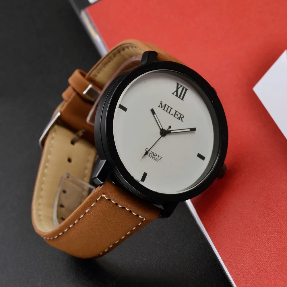 2019 Miler мужские спортивные часы с кожаным ремешком кварцевые наручные военные relogio